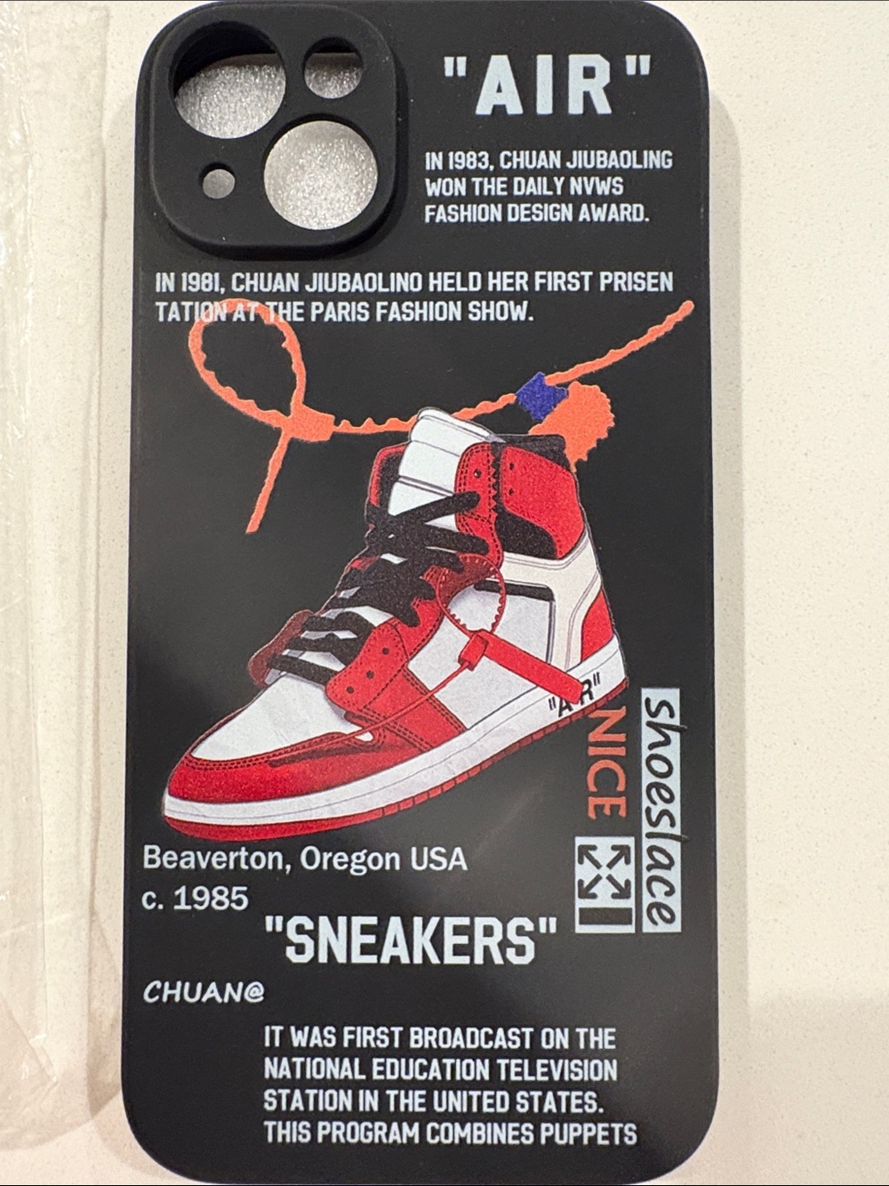 Graphic Sneaker Phone Case in Black and Red - Chuan